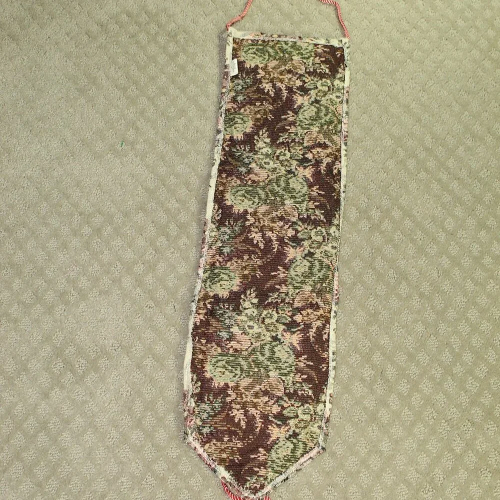 Vtg Mauve Maroon Ivory Fabric Tapestry Hanging 3 Frames Tapestry a 3x3 & (2) 3x5